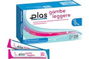PLAS PHARMA Plas Gambe Leggere Integratore Drenante Forte Dimagrante Naturale Per Ritenzione Idrica Vene Varicose Capillari Microcircolo e Circolazione Gambe con 20 Stick Gel Ultra Forti Made in Italy