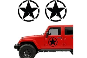 Autodomy Pack 2 Unita Adesivo Stella Militare Auto Fuoristrada | Adesivi Stelle Durevole e Resistente Pioggia e UV | Stelle Adesive per Moto 4x4 Facile Installazione (Nero, 10 cm)