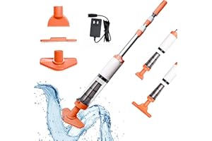 PoolyPoly Poolsauger Kabellos mit Akku, 3 en 1 Pool Handsauger Bodensauger, Poolreiniger mit Teleskopstange, Pool Staubsauger für kleine Pools, Spas, Whirlpools - Laufzeit 90 Minuten, Orange