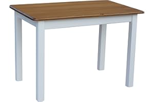 K KOMA KOMA Mesa de cocina (120 x 70 cm, madera de pino maciza), color blanco y miel