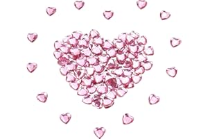 aupawdy 1000 Pièces Rose Strass Cristaux Coeur Acrylique en Strass Coeur à Dos Plat de Cristal pour Fabrication de Cartes, Artisanat, Invitations de Mariage décoration Table Mariage