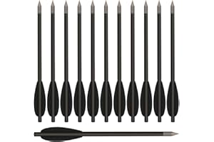 HUNTSPM 6,3" Carbon Schwere Pistole Armbrust Bolzen Pfeile,Mini Armbrustbolzen Carbon Armbrustpfeile Jagdpfeile mit scharfen Stahlspitzen für 50-110lbs Pistolenarmbrust Jagdziel Praxis