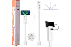 Electrical Outlet Socket Extender Stick,1500W Power Expander Strip with 2 AC Outlets & USB-A & USB-C Ports, 71.5CM Extendable Rotating 180°, Wall Plug for Behind Couches, Nightstands, Desks, (White)