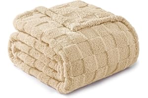 Exclusivo Mezcla Manta Sofá Beige - Manta para Cama, Manta Polar, Franela Doble Cara Suave, Calidez Ligera, Todas Estaciones, 130x150 CM