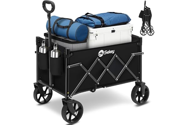 Sekey rullvagn vikbar liten 70-80 kg, handvagn med broms, vikbar shoppingvagn campingvagn höjdjusterbart handtag, lätt och platsbesparande, mini 4029