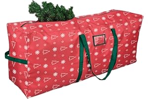 YiYa Christmas Tree Storage Bag for 7.5 Ft Heavy Duty 600D Oxford Xmas Tree Bag Waterproof Christmas Storage Container with Handles for Christmas Tree Garland (Red, L)