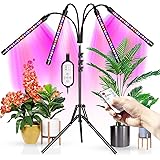 WOLEZEK LED Pflanzenlampe mit Ständer,80Leds Bodenpflanzenlicht Vollspektrum 4 Köpfe für Zimmerpflanzen,Grow Lamp Tripod eins