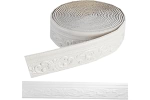 Guyode Frise Murale Adhesive, 10 m x 7,8 cm Moulure Murale, Moulure Decorative, 3D Frise Autocollante Blanche pour Couloir, Plafond, Coin, Ligne D'angle, Salon, Chambre Décoration
