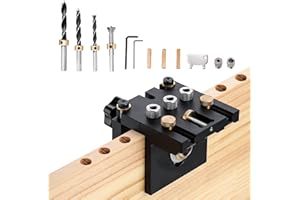 Ampvolts 6/8/10/15mm gabarit de percage, 3 en1 kit de guide de percage réglable avec clip de positionnement Guide de perçage réglable localisateur de perforateur pour meubles