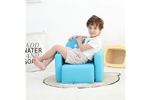 Emall Life Sillón para niños multifuncional, silla y mesa para niños/Taburete con una sonrisa divertida para niños y niñas (Dinosaurio azul)