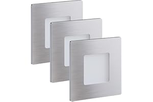 ‎SCANDINAVIAN HOME LYSEA Scandinavian home 3er Set Wandeinbaustrahler I LED Treppenbeleuchtung 230V 1W Warmweiß außen IP65 I 100lm 3000K CRI90 I Edelstahl Treppenstufenbeleuchtung für Unterputzdosen/Gerätedosen 68mm