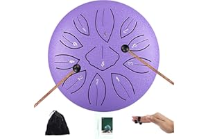 TMPZ Zungentrommel,Steel Tongue Drum 6 Zoll 11 Töne D-Dur Stahlzungentrommel Klangtrommel Handpan Instrument für Anfänger Erwachsene und Kinder,mit Notenblättern für Meditation,Yoga und Klangheilung
