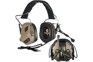 EARMOR M32 PLUS 2024 Varsion Cuffie Tattiche Caccia & Tiro Paraorecchie con Microfono, Amplificazione del Suono, Giacca Nato TP120, Marrone chiaro, Taglia unica