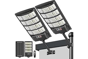 LEKIA Farolas Solar Exterior, Potente Focos LED Solares con Sensor de Movimiento y Mando a Distancia, 6500K Luz Solar Exterior IP66 Impermeable Luces Solares para Jardín Patio Aparcamiento, 2 Paquetes