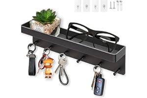 Echehi Porte Clef Mural à 6 crochets, 2 Façons Installer Porte Clé Mural et Porte-Courrier Décoratifs, Accroche Clé Mural pour Entrée, Couloir, Bureau. Noir