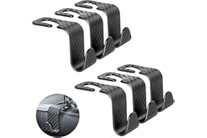 COEKI Auto Hooks, 6pcs Car Hooks Black Car Storage Hooks Portable Organizer Holder Hooks Coat Hanger Hooks, Car Handbag Holder Back Seat Headrest Hanger for Coat Purse Grocery Bag Holder (Black-6pcs)