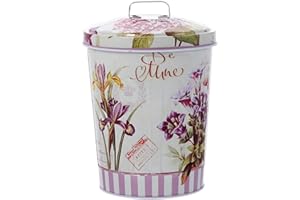 Happyyami Lata Grande para Galletas Y Dulces Recipiente Galvanizado para Casa de Campo Cubo de Cenizas de Metal con Tapa Cubo de Compost para Cocina Recipiente para Aperitivos Cubo para