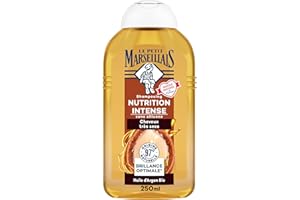 Le Petit Marseillais , Shampooing Nutrition Intense Huile d'Argan Bio (flacon de 250 ml) – Shampoing sans silicone pour cheveux très secs – 97 % d'ingrédients d'origine naturelle