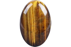 Lovionus89 Ojo de tigre piedras de preocupación, ovalada natural, bolsa de cristal curativo, masaje, spa, piedra energética