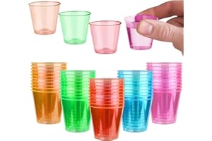 TZQFROCE 50 Piezas 35ml Vasos de Chupito Duro de Colores Reutilizables Vasos de Plástico Transparente Vasos de Chupito de Plástico Reutilizables para Vino Bebidas Batidos Fiestas
