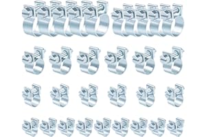 Jeboler 30 Pcs Small Hose Clips Set, 7-14mm Mini Fuel Line Pipe Hose Clamp, Adjustable Fuel Injection Style Repair Clamp, Zinc Plated Tube Clamps Assortment Kit for Automotive Diesel Petrol Pipe