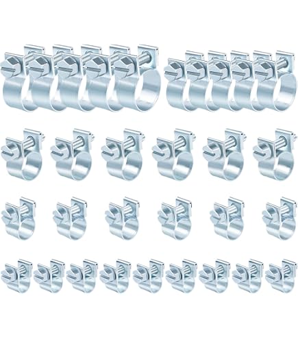 LEONTOOL 10-Pack Stainless Steel Mini Fuel Hose Clamps – 13-15mm (1/2"–9/16"), Adjustable Screw Type, With Storage Box, For Diesel/Petrol Lines
