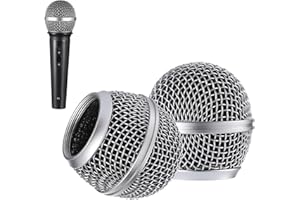 PIRIUUO Microphone Head Replace Microphone Cover Microphone Windscreen Microphone Pop Filter Microphone Ball Head Mesh with Inner Foam Microphone Replacement Grille for Shure Sm58, 2 Pack,