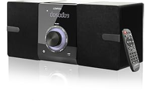 LONPOO Micro Chaîne Hi-FI Stéréo Système compacte - avec Lecteur CD, Bluetooth, Radio FM, USB, AUX-in, écran LED et Grand Bouton, télécommande