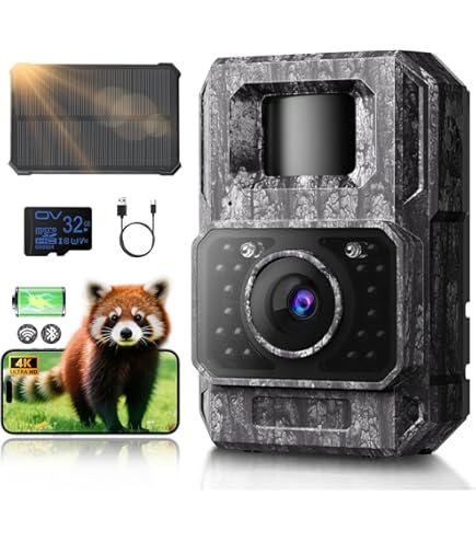 CEYOMUR Solar Wildlife Camera 4K 30fps, WiFi Bluetooth 68MP Trail Camera With 5200mAh Rechargeable Battery, 120° Detection Angle Night Vision Motion Activated IP66 Waterproof With 32GB Micro SD Card - View #11