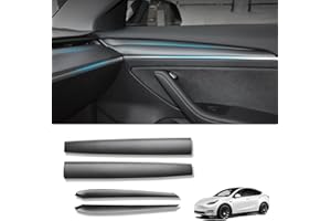 KKTR-CAR Tesla Model 3 Model Y Dash Wrap Porte Garniture Couverture Tableau De Bord Intérieur Carbone Modèle Décoration Wrap Kit Accessoires 4 PCS (ABS-4)