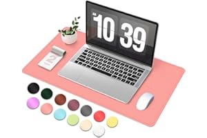 BLESWIN Desk Pad, Suede & Leather Desk Pad, Non-Slip Mouse and Keyboard Mat, Waterproof Desk Desktop Mats for Writing, Large Computer Mats for Office Home Decor (Sweet Pink, 60x34cm)