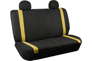 FH Group Car Seat Covers Rear Set Cloth - Car Seat Covers with Removable Headrest,Universal Fit,Automotive SeatCovers,Washable Car SeatCover for SUV,Sedan,Van Yellow