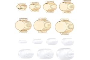 UNICRAFTALE Circa 84 pz 7 Dimensioni Placcato Oro Piatto Rotondo Lunetta Pendente Connettore Vassoi Connettore Cabochon In Acciaio Inox Collegamenti Vassoi Vuoti per Il Collegamento di Fascino