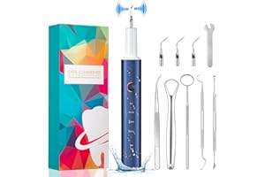 Zahnreinigung Set,HassoKon Zahnreinigungsset für Pflege von Zahn Zu Hause, Zahnaufhellung Bleaching Zähne Aufhellen Wiederaufladbar Es gibt 4 Modi und 4 austauschbare Reinigungsköpfe