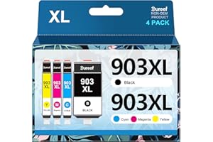 Gureef 903XL Ink Cartridges for HP 903XL Ink Cartridges for HP Officejet Pro 6960 Ink Cartridges Compatible with Officejet 6950 6960 Officejet Pro 6961 6970 6974 6975 (Black Cyan Magenta Yellow)