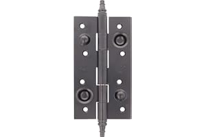 Amig - Bisagra de Seguridad - 150 x 82 x 3 mm - Cantos Cuadrados - Con Remate Decorativo - Sujeta Puertas de Entrada con Firmeza - Acero Negro