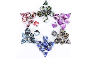 Dadi dnd Dadi Poliedrici Per Giochi di Società FLASHOWL Polyhedral Dice Set Table Games Dice Dice Sets 6 x 7 Die Series D20 DND Dice DND Rpg MTG Double Colors One Pcs, 6 Sets with 6 Colors (42 Pieces)