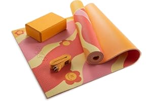 Myga Yoga Starter Set – 6mm Non-Slip Exercise Mat with Block & Strap – Beginner Yoga Kit for Home, Gym & Travel – Ideal for Pilates & Meditation – Durable, Eco-Friendly & Gift-Ready