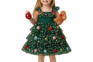 JiAmy Vestido de Navidad para bebé, niña, estrella, lentejuelas, tutú, tul, sin mangas, boda, cumpleaños, fiesta, princesa, vestidos para niñas, 12 meses-5 años