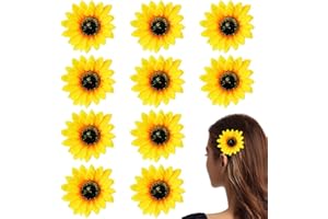 Haarnadeln,Forreen 10 Stück Entenschnabel Clip Nette Sunflower Haarspangen Schöne Frische Sonnenblumen Haarclip für Dame Mädchen Party Strandurlaub Hochzeit Dekoration