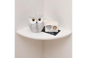 GIEANOO Półka narożna, biała, naturalna dębowa, do sypialni, kuchni, salonu, 17,8 cm