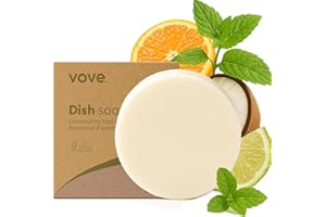 Vove Washing Up Soap Bar, Coastal Citrus Mint with Mandarin, Spearmint, Cypress & Bergamot Oils, Coconut Cleanser, Plant-Based Bar, Plastic-Free, FSC-Certified Packaging, 1 Bar