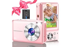NSOELA Digital Camera, Vlogging Camera Rechargeable Digital Cameras FHD 1080P 44MP Compact Camera with 16X Digital Zoom, Portable Mini Camera with 1 Battery for Teens,Kids,Beginners（Pink）