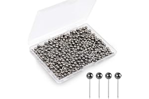 Shpucise 400Pcs World Map Push Pins Round Drawing Pins, Travel Map Small Thumb Tacks, Marking Pushpins for Cork Board Notice Bulletin Picture Photo Home Office School Craft DIY (Black Gold)