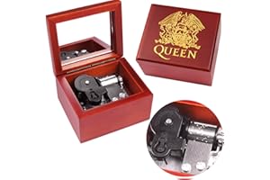 Sinzyo Caja de Música de Madera con Espejo Navidad San Valentín Cumpleaños Regalo(Caja de madera roja, Melodía: Queen-Bohemian Rhapsody)