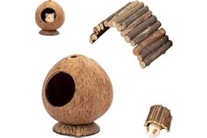YANJIY 2 Stück Versteck Kleintiere, Hamsterbett Holz, Hamsternest Holz, Hamster Kletterspielzeug, Hamster Übungsspielzeug, Holzhamsterbrücke, Schlafplatz für Haustiere, zum Erholen, Klettern