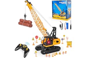 Charmofun Gru Giocattolo per Bambini, Gru Telecomandata a 12 canali, 2,4G Gruetta RC con Luci e Suoni, Regali di Natale per Bambini per La Festa del Compleanno