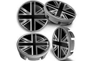 SkinoEu 4 x 65mm Tapas de Rueda de Centro Centrales Llantas Aluminio Compatibles con Tapacubos VW Número de Pieza 3B7601171 / 6U7601171 Gris Plata Bandera del Reino Unido UK CVS 1