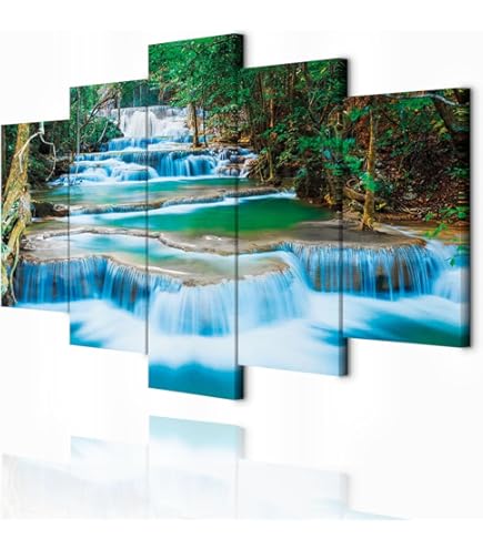 Tableau Toile XXL Cascade Forêt Paysage 3D - Muralo - Choix Dimensions