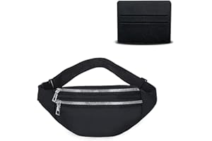 BAIYSFFG Bum Bag Fashion Waist Pack Bumbag for Women Men Lightweight Fanny Pack with 2 Zip Pockets & Adjustable Strap, Large Belt Bag for Dog Walking Running Hiking Jogging (Black 1)